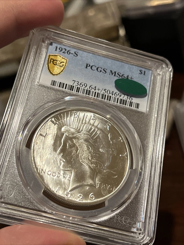 1926-S Peace Dollar MS-64 + PCGS CAC Overpolished Die Obverse! Amazing Looking - Image 2 of 4