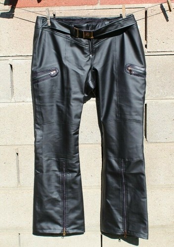 Under Armour Ski Pants size 11, 12 medium large black gold SNOW Faux leather New - 第 1/10 張圖片