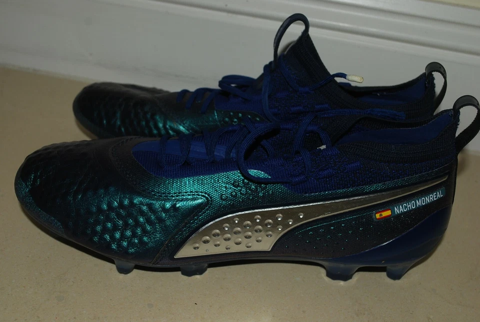 NACHO MONREAL ARSENAL MATCH WORN BLUE PUMA SAMPLE FOOTBALL BOOTS not shirt  - Image 3 of 4