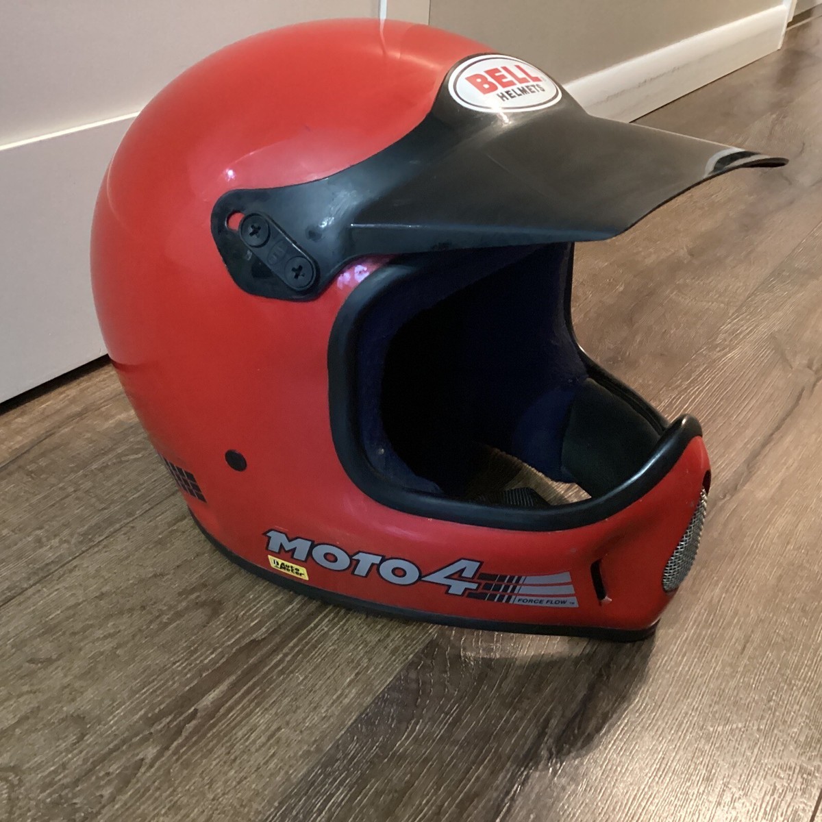 Vintage Bell Moto Helmet Red Motorcycle Dirt Bike BMX 7 1/2 Free