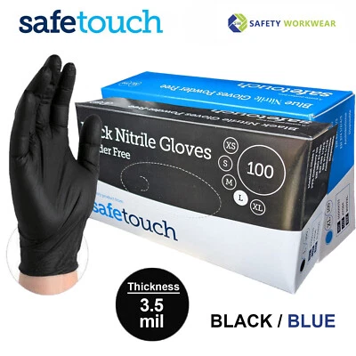 SAFE TOUCH Extra starke schwarz blau Nitril Einweghandschuhe Pulver latexfrei 100 200 1000
