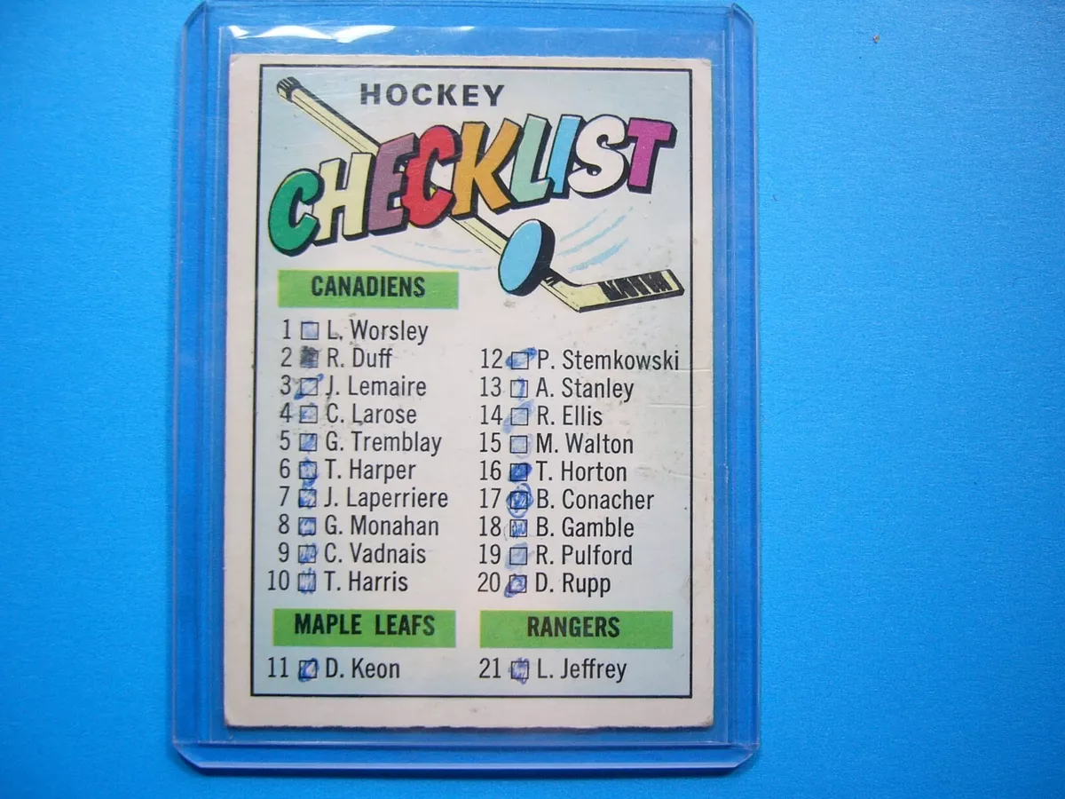 1967-68 TOPPS HOCKEY NHL #66 First Checklist marked (1-66) VG-EX