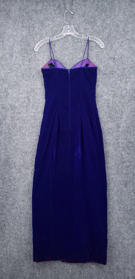 Vestido DE COLECCIÓN De Laru Para Mujer S Pequeño Azul Terciopelo Maxi Vestido Cuello en V Noche Y2K Foto 2 de 4