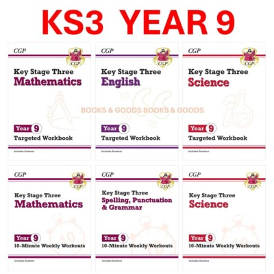 KS3 Year 9 Maths English Science 6 Workbooks Bundle with Answer Ages 13-14 CGP