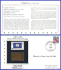 USA7 #1642 ADDR GOLDEN REPLICA non FDC   Virginia State Flag