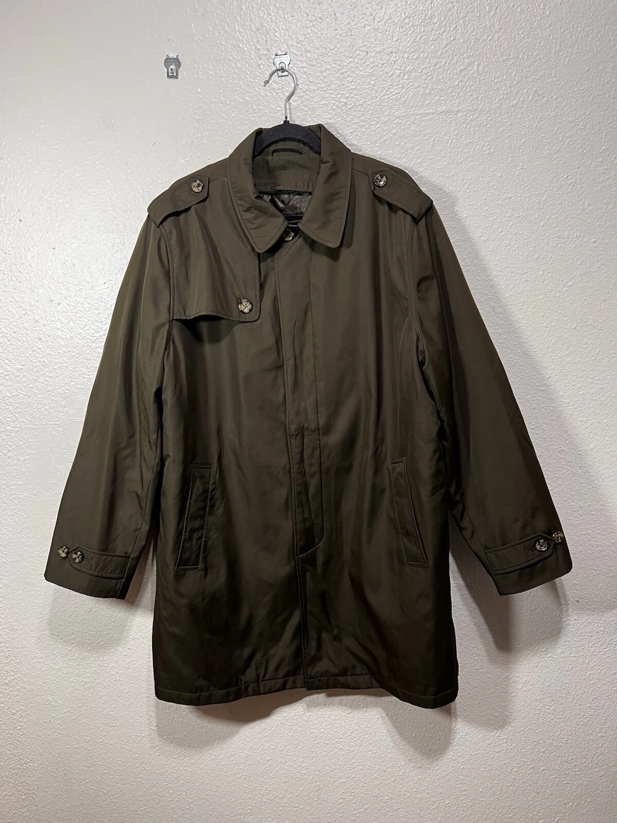 Michael Kors Trench Coat Men’s Quilted Removable Liner Green Size Large