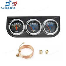 2" 52mm Car 3 in 1 Triple Gauge Set Kit AMP Meter Water Temp Oil Pressure Black 