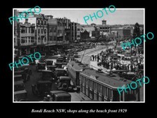 OLD 8x6 HISTORICAL PHOTO OF BONDI BEACH NSW VIEW OF SHOPS ALONG BEACH 1929