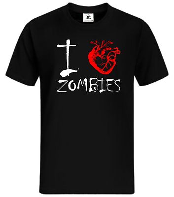 I Love Zombies T-Shirt Fun Gamer Game Zombie Walking Walker Dead Fun Herz Liebe 