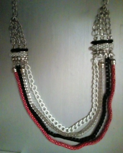 Collier Multicolore Multirangs Patrick Bréal - Neuf Avec Étiquettes - Acier Inoxydable Avec Zircons - Longueur 46-50 Cm