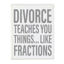 Decorative Wood Box Sign Wood Quote Boxes 4in W x 5in H Divorce Pack of 2