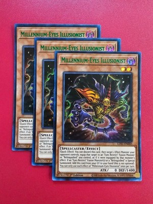 3x Yugioh LDS1-EN045 Millennium-Eyes Illusionist Green Ultra Rare LP x3