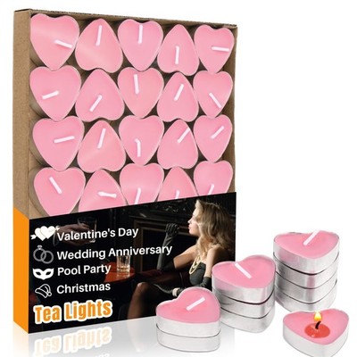 MAQIHAN Tea Lights Candles - 30 Pcs Heart Shaped Unscented Soy Tealight... 