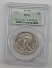 New ListingNICE 1943 P Walking Liberty Silver Half Dollar PCGS Ms63 OGH Slab