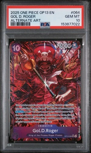 2025 One PIece OP13 English Gol D. Roger Alternate Art #064 PSA 10