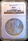 2007 American Eagle MS-69 NGC Scratch On Slab Vtg Bullion-0.999 Silver 1 Oz Coin