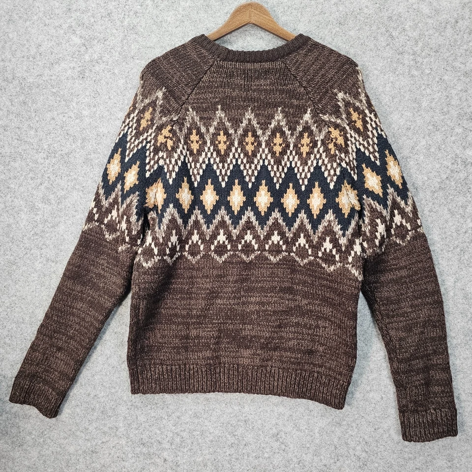 Abercrombie Fitch Sweater Mens S Hot Chocolate Fair Isle Nordic Chunky Fall Prep - Image 2 of 4