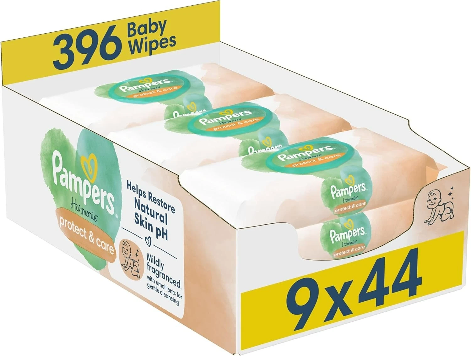 Pampers Harmonie Protect & Care Baby Wipes Plastic Free 9 Packs of 44 Wipes
Opens in a new window or