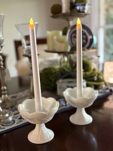 Vintage Indiana Colony Harvest Grape Milk Glass Candle Holders Set of 2