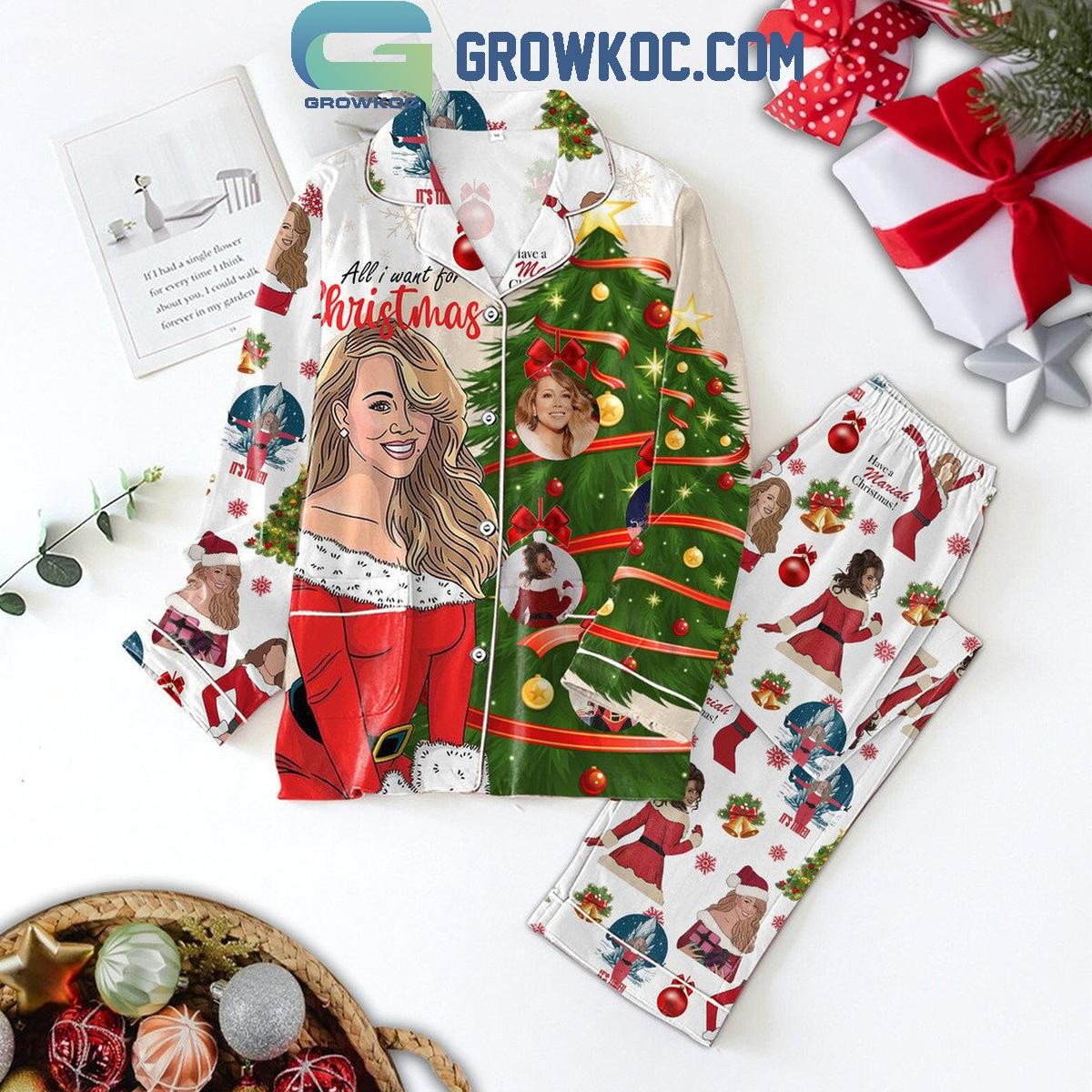 Mariah Carey Have A Mariah Christmas Polyester Pajama Set Holiday Sleepwear