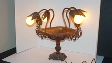 Beautiful Antique Victorian Art Nouveau Epergne Centerpiece Table Lamp Light