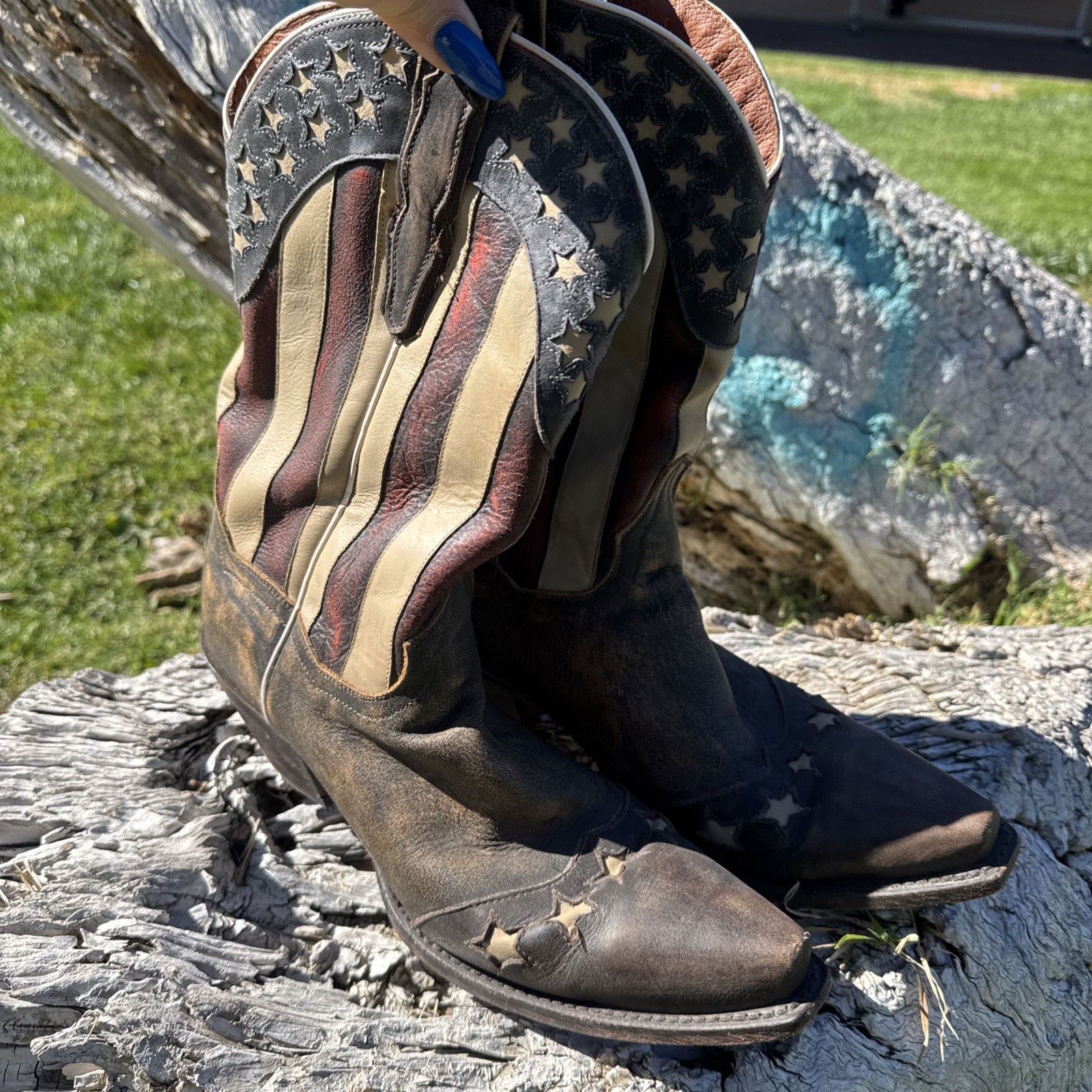 Dan Post American Flag Women Leather Western Cowboy Boots Snip-Toe 3586 Sz 9
