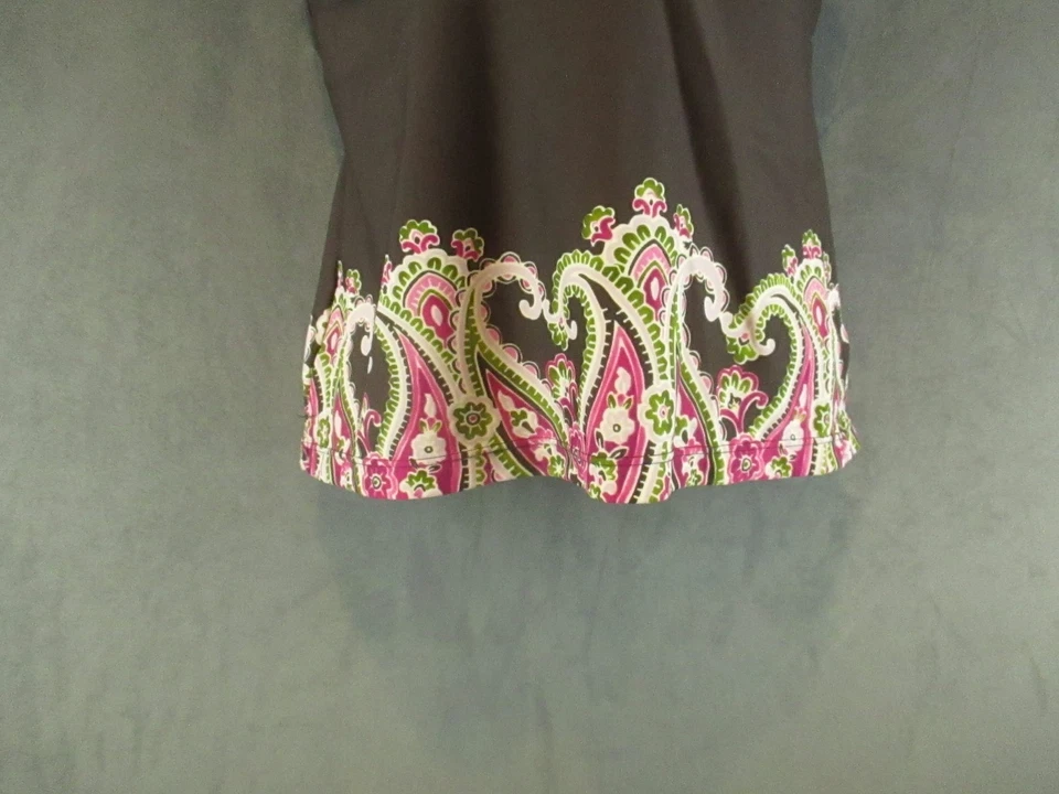 Athleta Tankini Swimsuit Top Womens Medium Brown Pink Paisley Racerback Athletic - Image 2 of 4