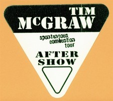 Tim McGraw 1996 w/ Faith Hill Concert Tour After Show Backstage Pass 