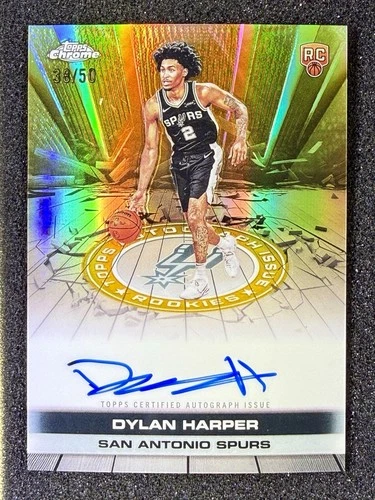 2025-26 Topps Chrome Dylan Harper Autograph Issue Gold /50 Spurs RC