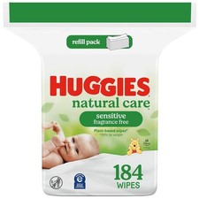 Huggies Natural Care Sensitive Baby Wipes, Unscented 1 Refill Pack, 184 Total Ct