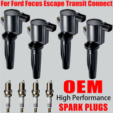 4X OEM Ignition coil & Iridium Spark Plug For Ford Focus Escape Transit Connect