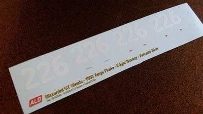 1966 FLORIO PLATE #226 BIZZARRINI GT5300 EDGAR BERNEY/ANTONIO NIERI 1:43 DECALS