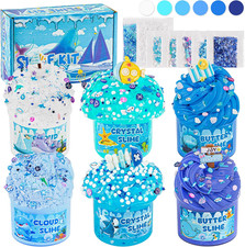 6 Pack Slimes, Blue Slime Kit, Butter Cloud Slime for Boys Girls Ages 8-12,Toys