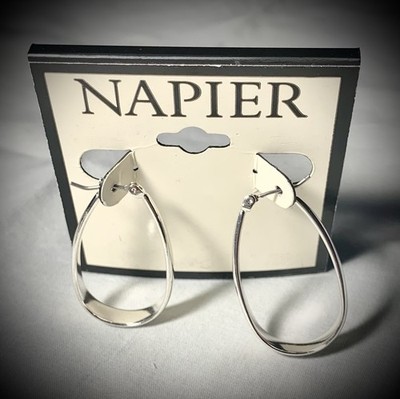 Napier Silver-Tone Oval Hoop Earrings - New