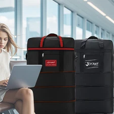 Expandable Rolling Duffle Bag 1200D Wheeled Luggage Foldable Bag 32" 42" Blk+Red