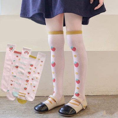 Cartoon Strawberry Pattern Over Calf Socks Long Boot Socks Over Knee Stockings