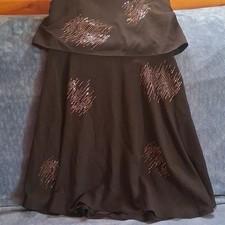 Halston Heritage Black Sequin Strapless Fit & Flare Dress Knee Length Size 12
