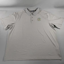 Cutter & Buck Gray White Striped Short Sleeve Golf Polo Shirt Mens Size 2XL