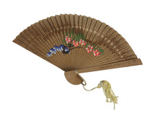 Vintage Hand Painted Flowers Wood Hand Fan Floral