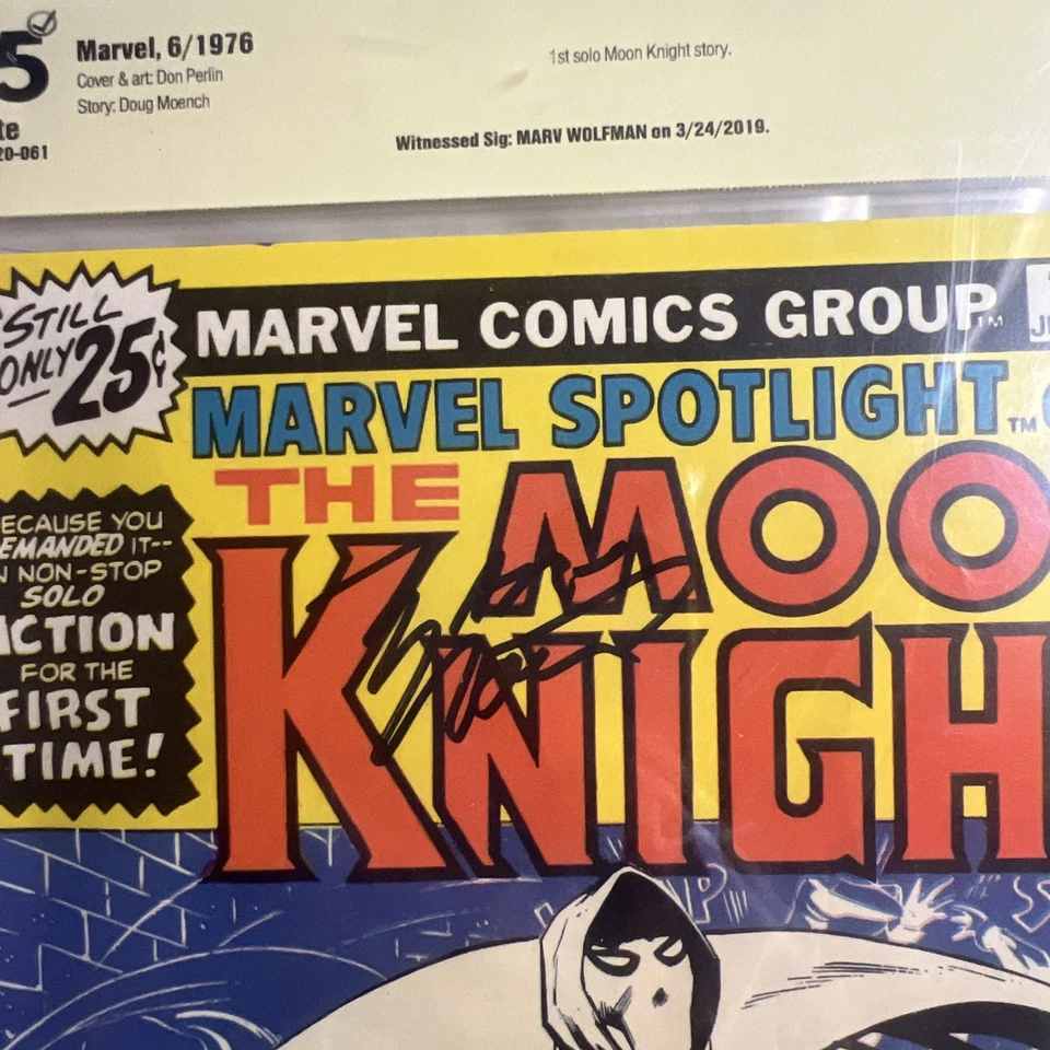 CBCS 7.5 Marvel Spotlight #28 1st Solo Moon Knight Signed Wolfman (not CGC) - Image 3 of 4