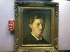 Fabulous Hungarian Anitque 19th Century oil Portrait of Young Man signed & dated