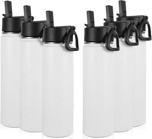Reusable 24oz Wide Mouth Sport Bottles - Insulated with Straw & Handle, 6 Count - Picture 2 of 3