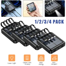 1/2/3/4Pack mini Solar Power Bank USB Portable External Battery Backup Charger