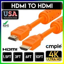 Orange HDR HDMI Cord 4K HDMI Cable ARC 3D Ethernet for HD TV Laptop PC XBOX PS5