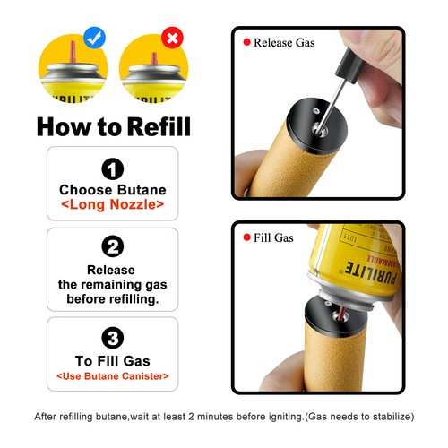 Butane Torch Lighter with Adjustable Jet Flame Windproof Refillable Long Lighter - Picture 40 of 43