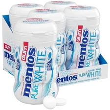 Mentos Pure White Sugar-Free Chewing Gum, Sweet Mint, 50 Piece (Pack of 4)