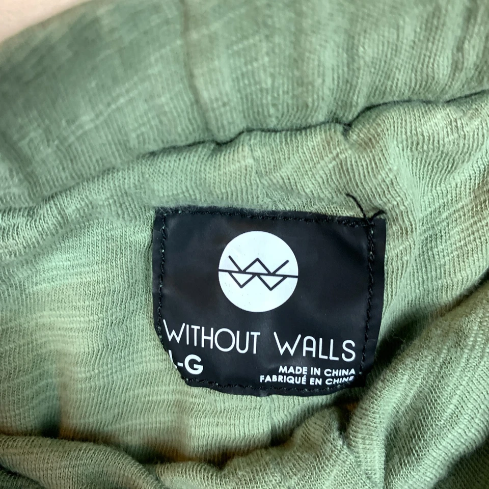 Pantalones Cortos Sin Paredes Grandes Verde Nylon Slub Tejido Forrado Cordón Foto 4 de 4