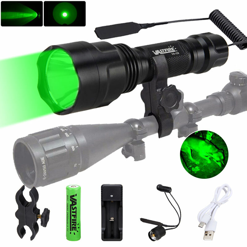 8000LM Green Lamp Scope Mount Gun Light Lamping Hunting Air Rifle Torch
