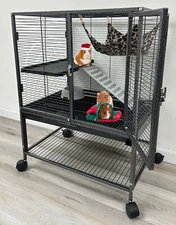 2-Tiers 1/2-inch Bar Ferret Chinchilla Guinea Pig Rat Mice Hammock Critter Cage