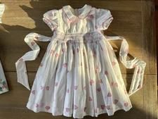 D Porthault Coeurs Pink smocked Girls Dress